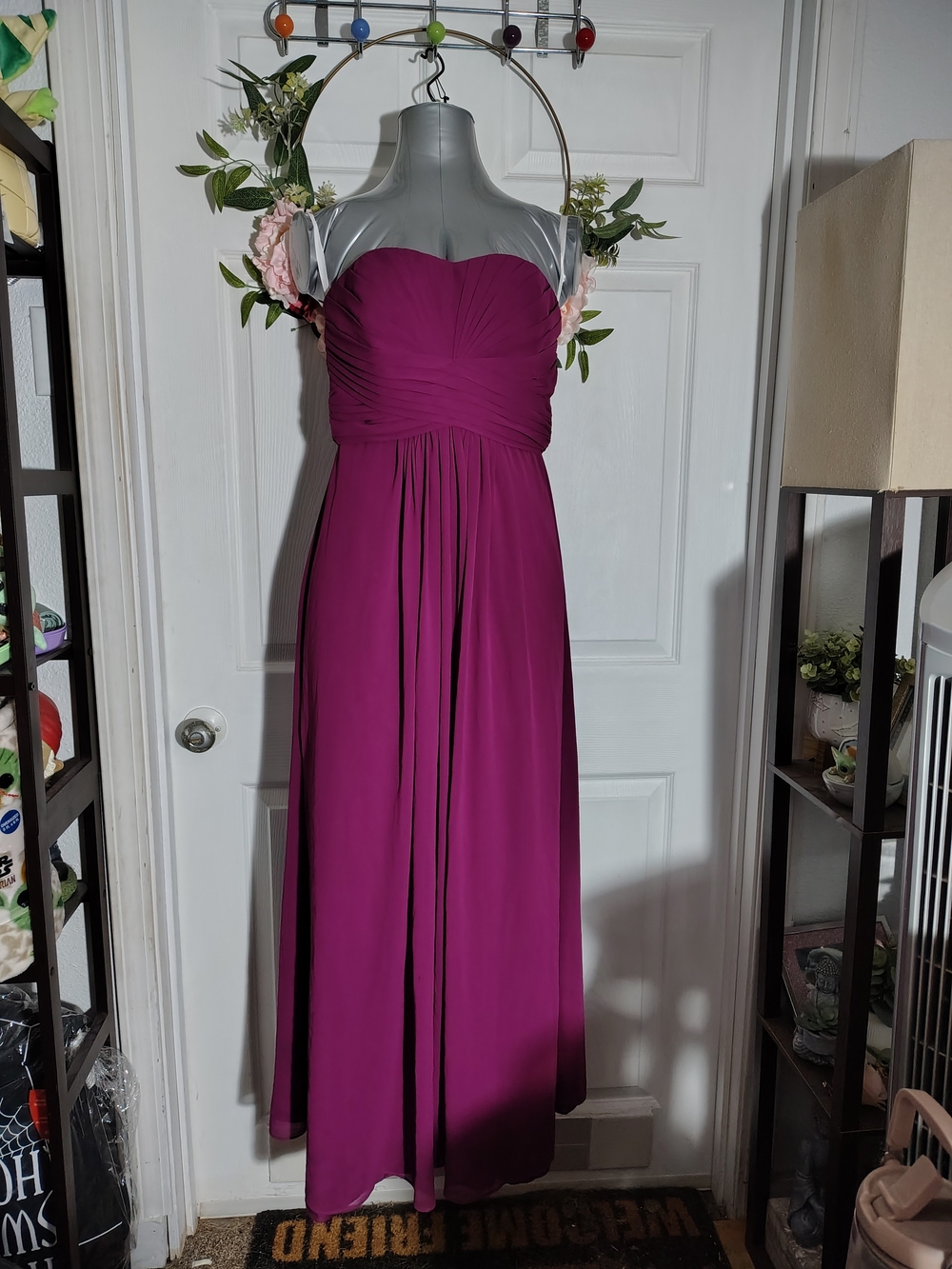 David's Bridal Sangria Strapless Maxi Dress